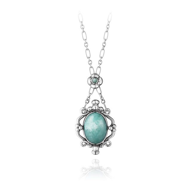 GEORG JENSEN 喬治傑生 丹麥 Jewellery Moonlight Blossom Pendant 月光花語系列 純銀項鍊 鑲嵌