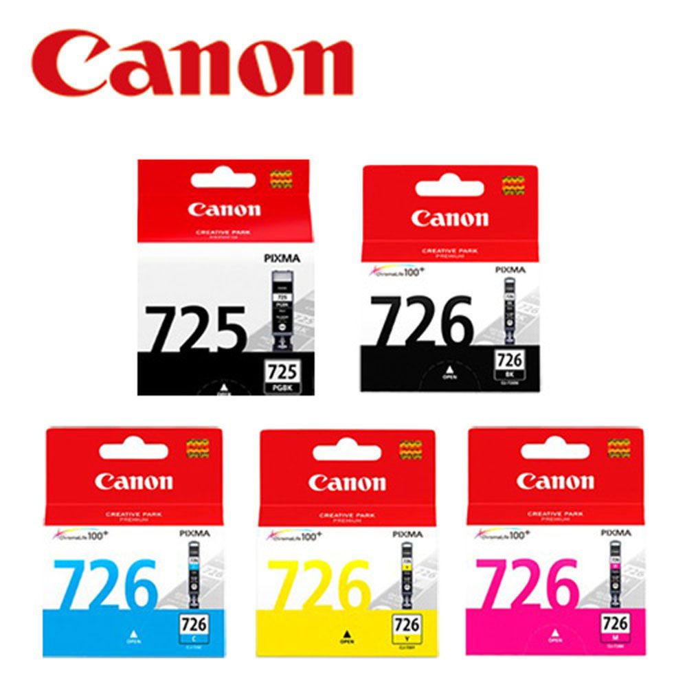 Canon 佳能 PGI 725BK CLI 726BK Y M C 原廠墨水五色組 2黑3彩 PChome 24h購物