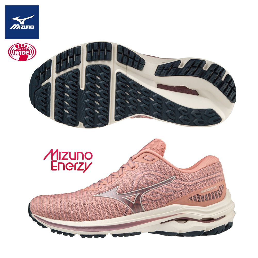 MIZUNO 美津濃 WAVE INSPIRE 18 WAVEKNIT 支撐型女款慢跑鞋 ENERZY中底材質 J1GD222914