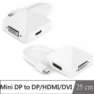 Bravo-u 即插即用版MiniDisplayport to DP/HDMI/DVI 三合一視訊傳輸轉接線支援MacBook Pro, MacBook Air, Mac mini, iMac, Mac Pro