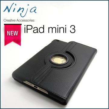 Ninja 東京御用 iPad mini 3專用360度調整型站立式保護皮套黑色