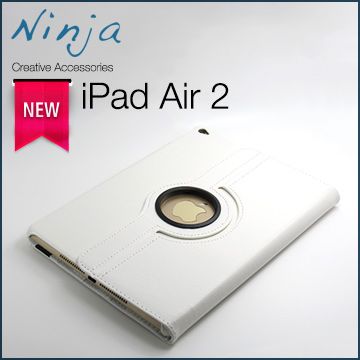 Ninja 東京御用 iPad Air 2 (9.7吋)專用360度調整型站立式保護皮套白色