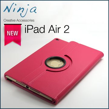 【東京御用Ninja】iPad Air 2新iPad第六代專用360度調整型站立式保護皮套（桃紅色）