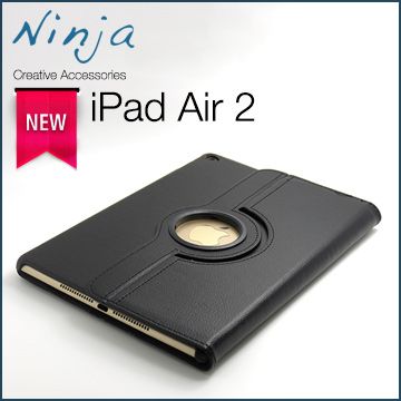 Ninja 東京御用 iPad Air 2 (9.7吋)專用360度調整型站立式保護皮套黑色