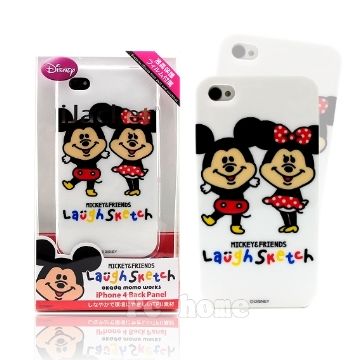 【日本進口迪士尼】豆豆眼米奇與米妮iPhone4軟式手機背蓋/殼