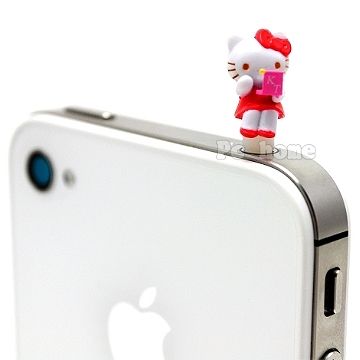 日本進口SANRIO【Hello Kitty照照鏡子】iphone音源孔防塵塞