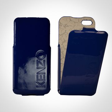 KENZO 高田賢三 Glossy系列 iPhone5 /5S亮面皮革保護套 - Glossy Blue