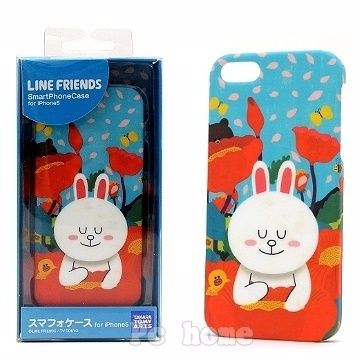  日本進口LINE iphone5S/5【兔兔的幸福世界】硬式手機背蓋