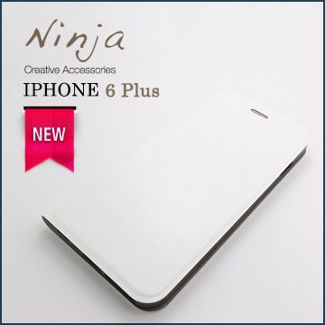 Ninja 東京御用 iPhone 6 Plus (5.5吋)經典瘋馬紋保護皮套白色