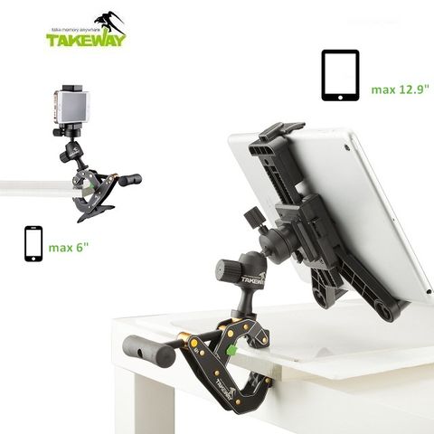 萬用平板手機支架 [ 專利設計 ]【TAKEWAY】T1 鉗式腳架組 (T1+TH01平板夾)