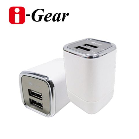 i-Gear 艾吉爾 全新3.4A大電流 3.4A 藍光LED雙USB旅充變壓器 - 時尚白