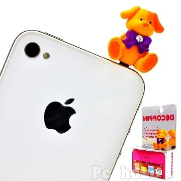 【日本進口】蝴蝶結狗狗iphone4音源孔防塵塞