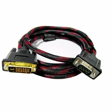 DVI 24+5 (公) to VGA(公) 雙磁環尼龍編織影像轉接線_3M