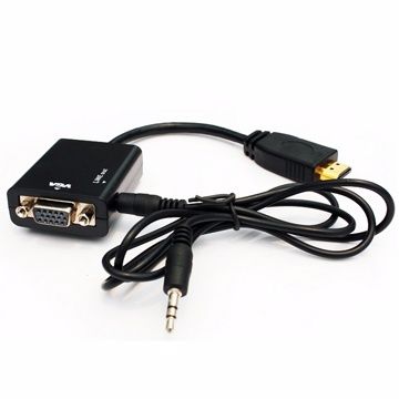  HDMI(公) to VGA(母) 鍍金接頭Audio轉接器15cm(黑)贈音源線