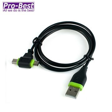 Pro-Best 柏旭佳 USB傳輸線-USB轉Micro/Mini USB(黑底綠)-1M