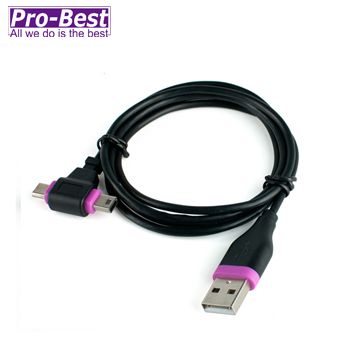 Pro-Best 柏旭佳 USB傳輸線-USB轉Micro/Mini USB(黑底粉紅)-1M