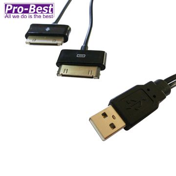 Pro-Best 柏旭佳  USB2.0轉 30pin Samaung/Apple 充電傳輸兩用線-35cm-黑色