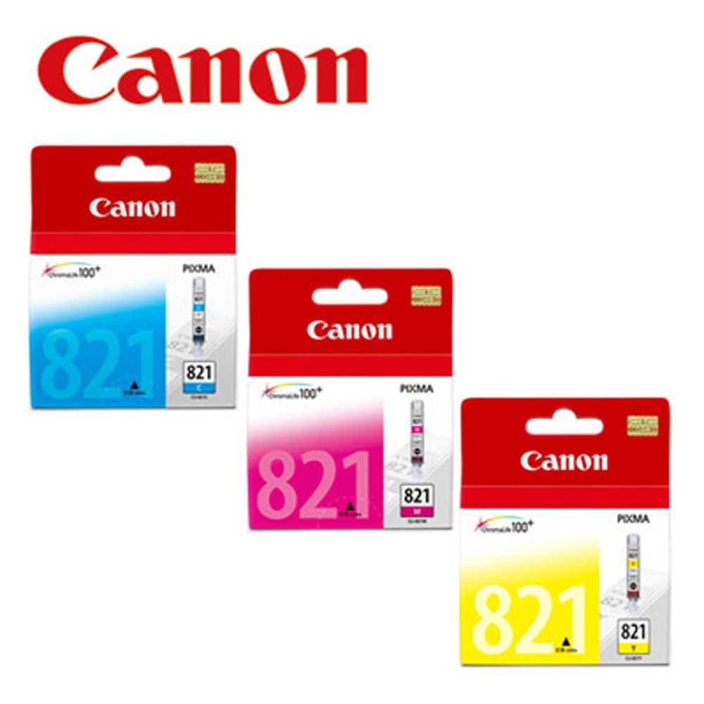 Canon 佳能  CLI-821Y+M+C 原廠彩色墨水組合(共3顆) 適用IP3680/IP4680/IP4760適用MP545/MP568/MP638/MX868/MX876