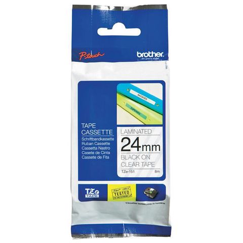 Brother TZe-151 護貝標籤帶 ( 24mm 透明底黑字 )-10卷/組