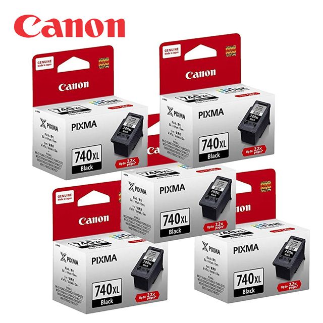 Canon 佳能  PG-740XL 黑色大容量墨水匣 (5個) 適用MG2270MG3270MG4270MG2170MG3170MG3570MG3670MG4170MX377MX397MX437MX457MX477MX517MX527