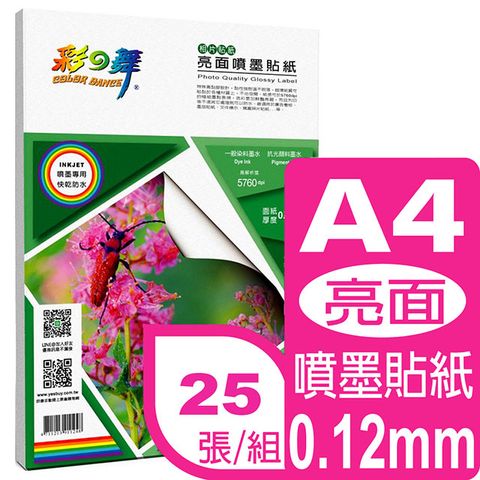 彩之舞 0.12mm A4亮面噴墨貼紙 HY-B45