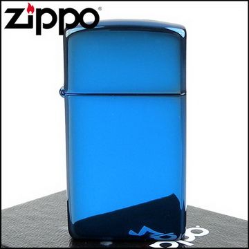 Zippo 美系~超質感Sapphire藍寶色鏡面打火機(窄版)