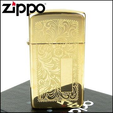 Zippo 美系~Venetian威尼斯人雕花圖案設計-黃銅拋光鏡面打火機(窄版)