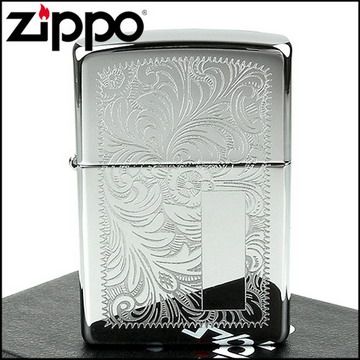 Zippo 美系~Venetian威尼斯人雕花圖案設計-鍍鉻拋光鏡面打火機(寬版)