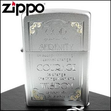 Zippo 美系~Serenity Prayer-寧靜禱告文雕刻設計打火機