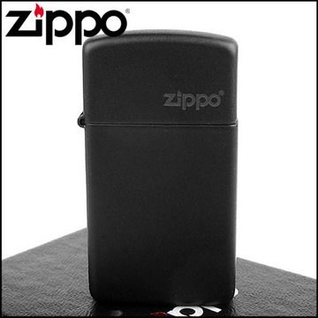 Zippo 美系~LOGO字樣打火機~(窄)Black Matte黑色烤漆