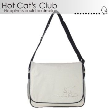 Hot Cat's 日系優質辣貓輕型休閒側背包(米白色)7800-97D4