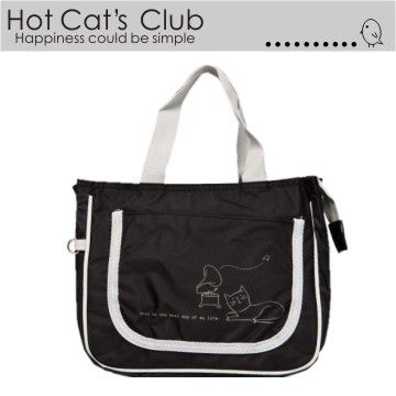 【Hot Cat’s】日系優質辣貓休閒小型提袋/便當袋(典雅黑)7800-11D1