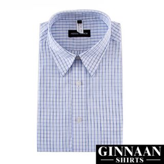 【GINNAAN 】簡約奢華優質選襯衫(白底藍雙線)