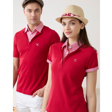 LEIDOOE 假兩件深情紅男款短袖POLO衫 76162