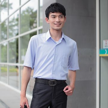 JIA HUEI 短袖柔挺領 CoolBest II 修身剪裁涼感防皺男襯衫 [藍色][台灣製造]