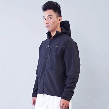 TECL-WOOD 《96624》防風防水透氣保暖Soft Shell(軟殼)連帽夾克(黑色)(男)