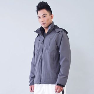TECL-WOOD《96628》防風防水透氣保暖兩件式夾克(Soft Shell外套+刷毛夾克)(灰色)