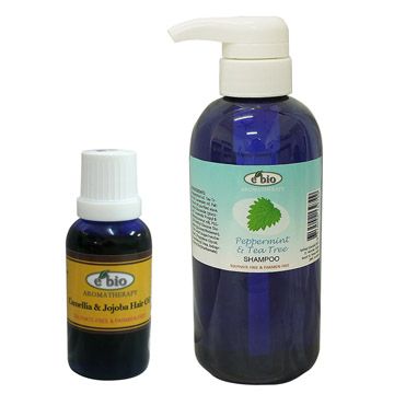 ebio薄荷&amp;茶樹精油洗髮精500ml+山茶花荷荷巴護髮油30ml