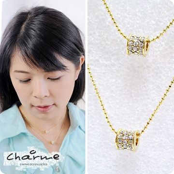 【Charme】晶璨 雙鍊雙墜飾設計~閃亮金款