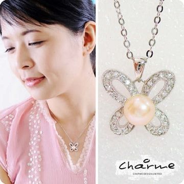 【Charme】水鑽蝴蝶造型珍珠項鍊