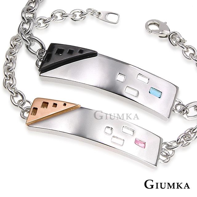 GIUMKA 手鍊情侶幾何戀曲黑/玫