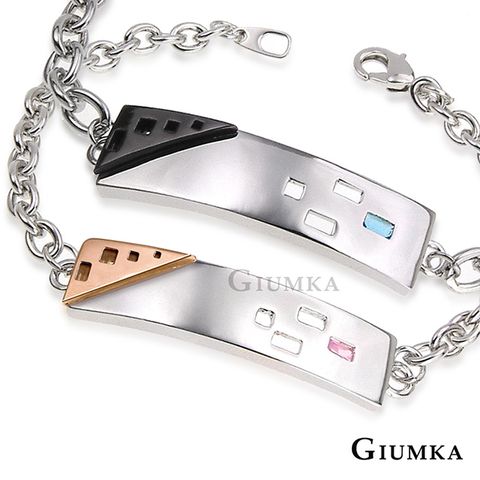 GIUMKA 手鍊情侶幾何戀曲黑/玫