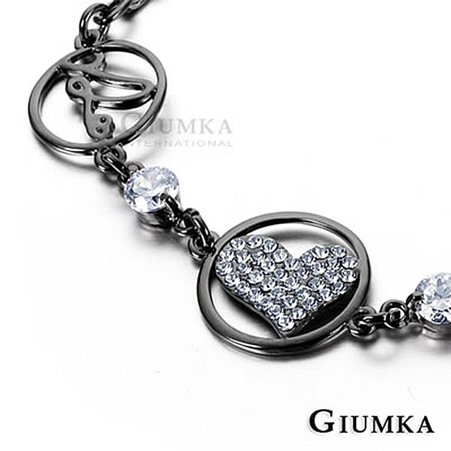 GIUMKA 手鍊愛心黑灰鋯