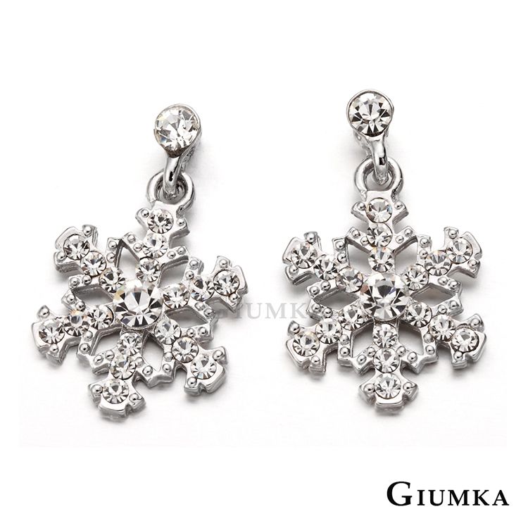 GIUMKA -耳環-針式-片片雪花-銀色