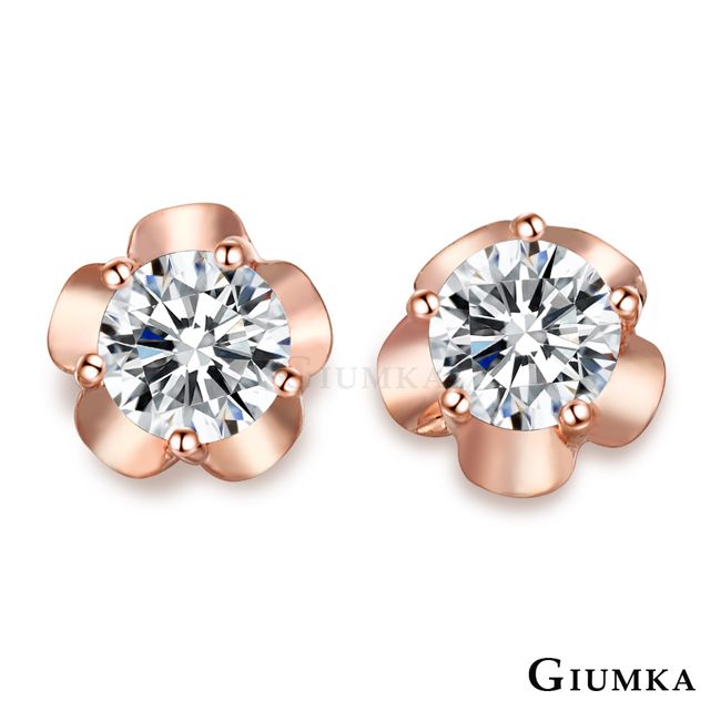 GIUMKA -針式耳環-貼耳式-花之物語-玫瑰金色