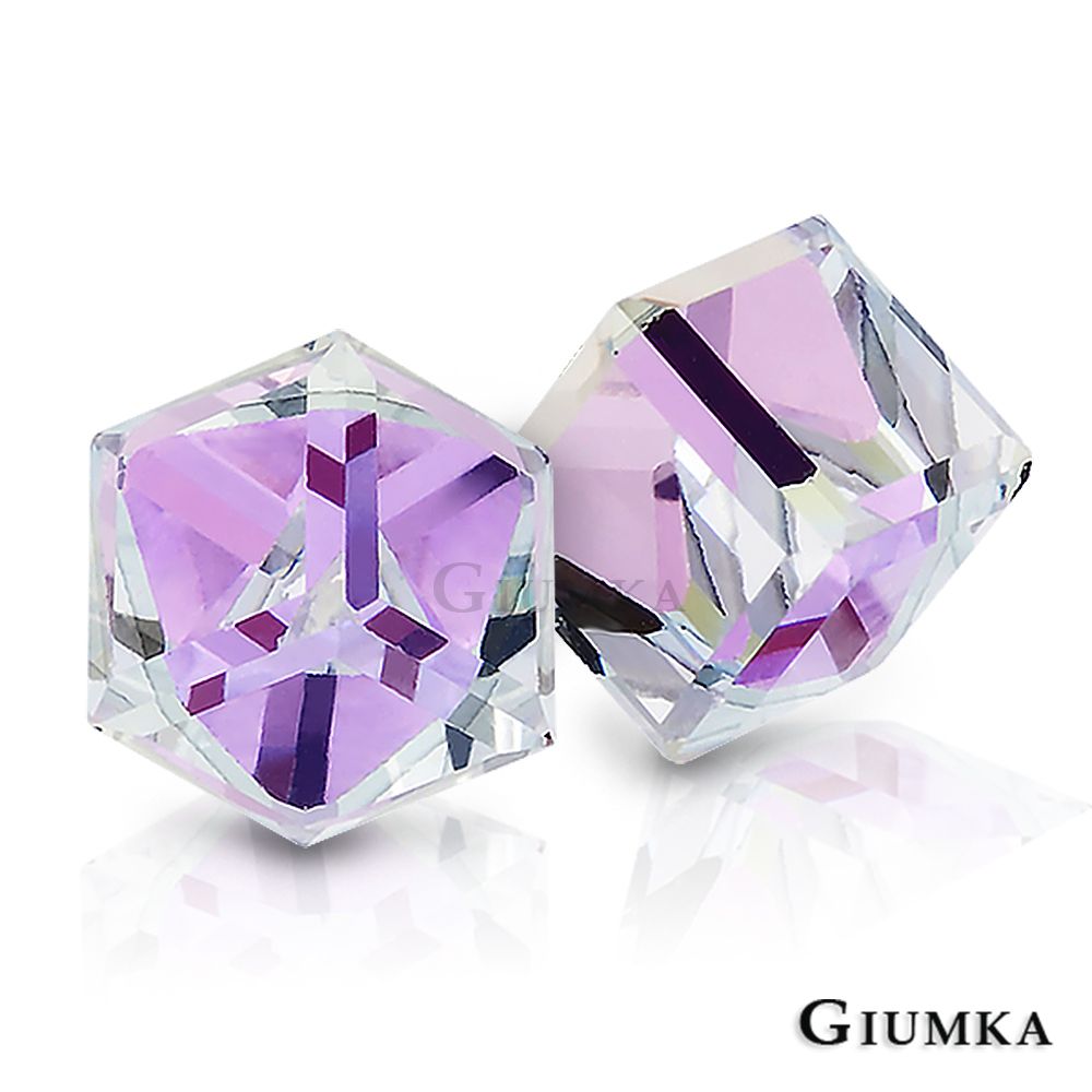 GIUMKA 女耳環針式魔法水晶-魅力紫