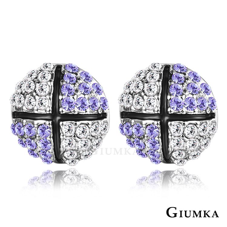 GIUMKA  滾動愛情耳針式耳環 精鍍正白K 紫水晶 甜美淑女款 一對價格 MF04089-4