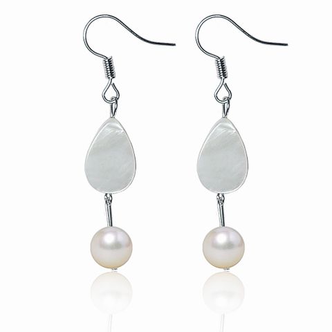 【小樂珠寶】義大利純585K金天然珍珠耳環＊白色珠