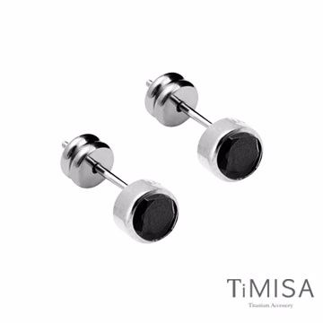 TiMISA《極簡晶鑽-黑》純鈦耳環