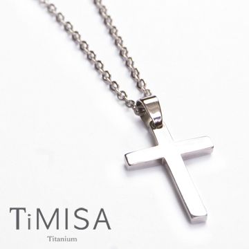 TiMISA 純鈦美學 《簡約十字M號》純鈦項鍊(E)